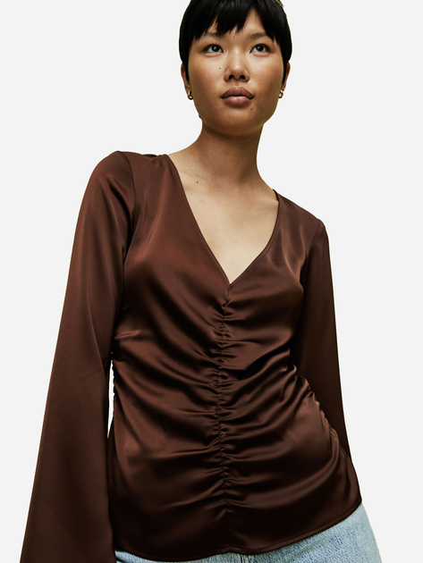 Блузка жіноча H&M FL1109381-Brown L Коричнева (DN4000000301027 ...