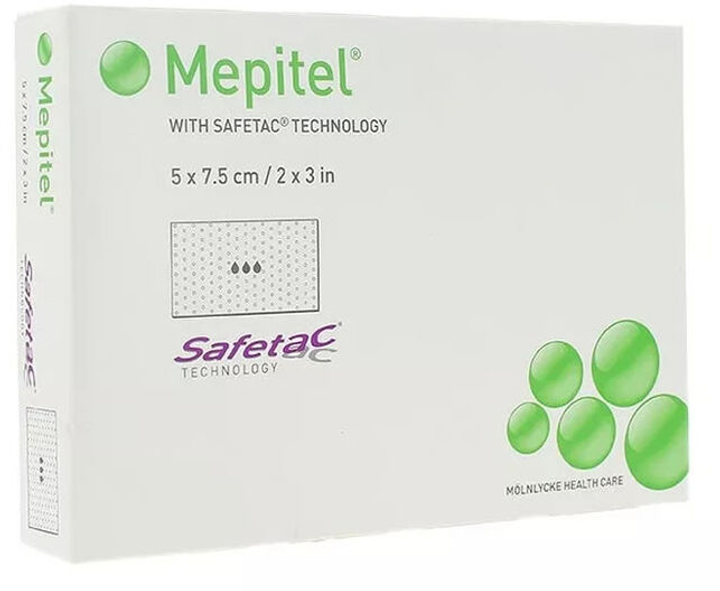 Plastry Mölnlycke Health Care Mepiform Mepitel Sterile Dressing 5 x 7.5 cm 10 szt (7323190178841) - obraz 1