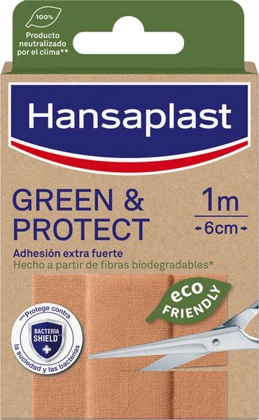 Plastry Hansaplast Green & Protect 1 m x 6 cm 10 szt (4005800303807) - obraz 1