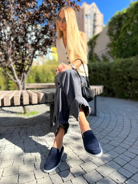 Жіночі лофери ShoesBand Темно-сині натуральна замша 41 (27 см) (S98041) - Фото 7 Жіночі лофери ShoesBand Темно-сині натуральна замша 41 (27 см) (S98041) - зображення 7