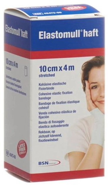 Эластичный бинт Bsn Medical Elastomull Haft Bandage 4 м x 10 см (4042809021912) - изображение 1