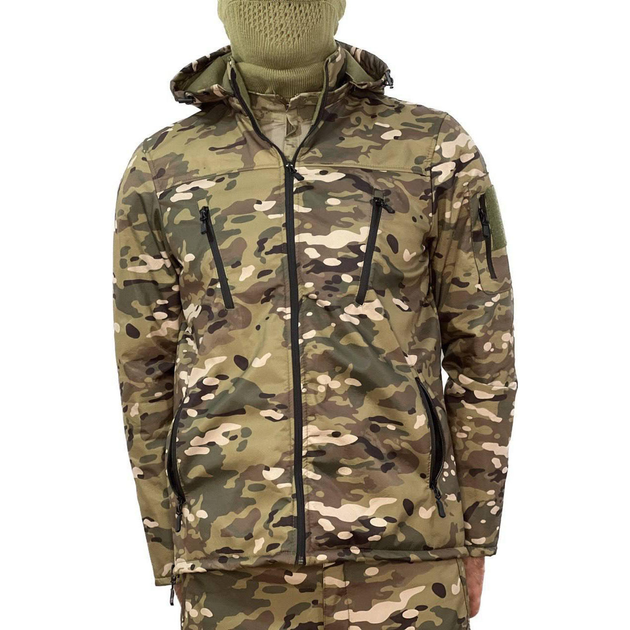Чоловічий демісезонний Костюм Куртка + Штани / Польова форма Softshell на флісі мультикам розмір S - зображення 1