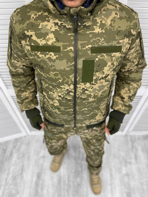 Мужской зимний Бушлат-бомбер грета с меховой подкладкой / Куртка с капюшоном пиксель размер 2XL - изображение 2