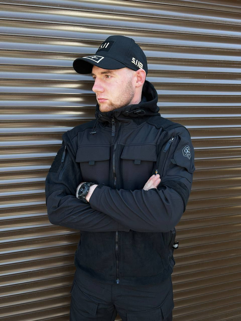 Чоловіча Флісова Куртка з Захисними накладками та вентиляційними пазухами чорна розмір XL - зображення 1