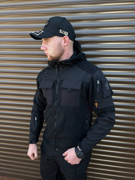 Чоловіча Флісова Куртка з Захисними накладками та вентиляційними пазухами чорна розмір XL - зображення 2