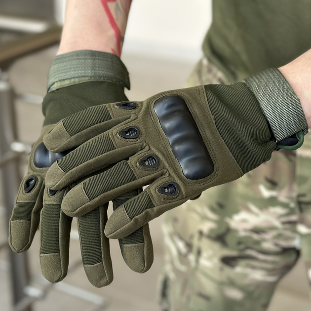 Тактичні повнопалі рукавички Tactic армійські рукавички із захистом кістячок розмір XL колір Олива (pp-olive-xl) - зображення 1