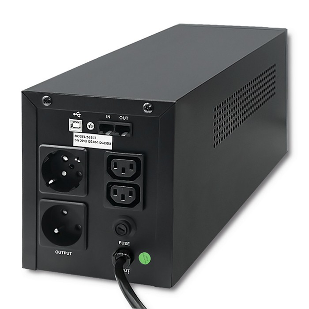 ИБП Qoltec Monolith 1000VA (600W) Black (5901878539539) - изображение 2