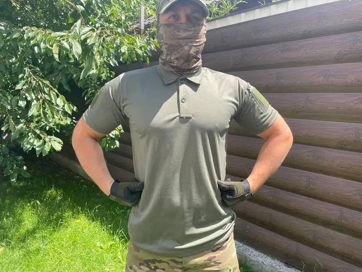 Мужская тактическая футболка поло с коротким рукавом для военных Хаки XXL - изображение 2