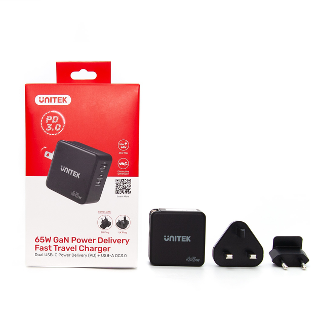 Ładowarka Unitek GaN PD 65W podróżna 3 porty czarna (4894160049148) - obraz 5
