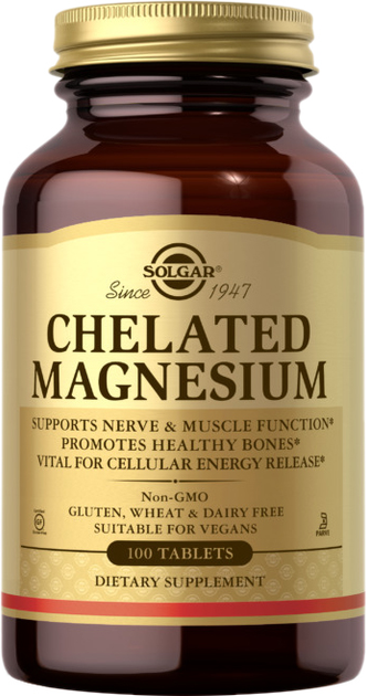 Дієтична добавка Solgar Chelated Magnesium 100 таблеток (33984007000) - зображення 1