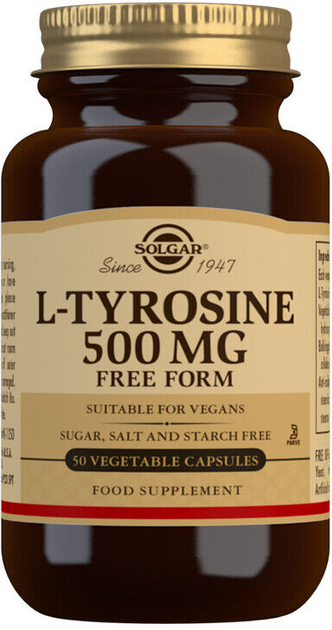 Suplement diety Solgar L-Tyrosine 500mg 50 kapsułek (33984027602) - obraz 1
