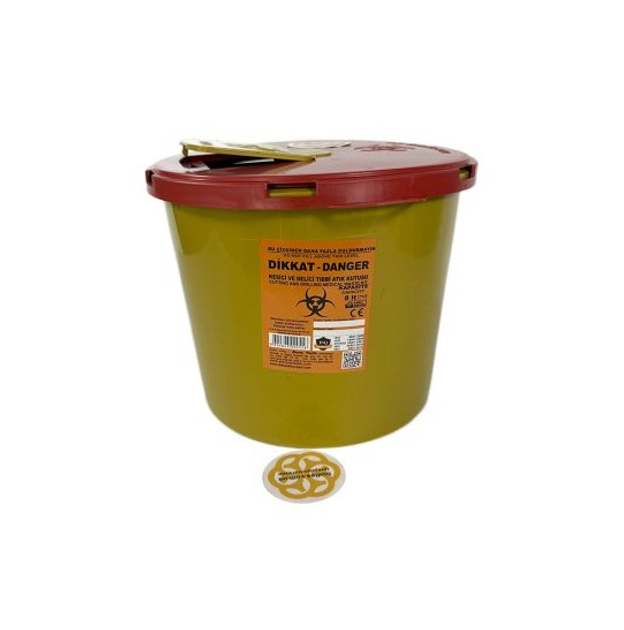 Контейнер для медицинских отходов 8 л, вторичный пластик, желтый - изображение 1