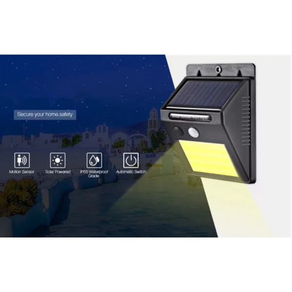 Настенный уличный фонарь LED COB светильник с датчиком движения UKC SH-1605 солнечной панелью - изображение 2