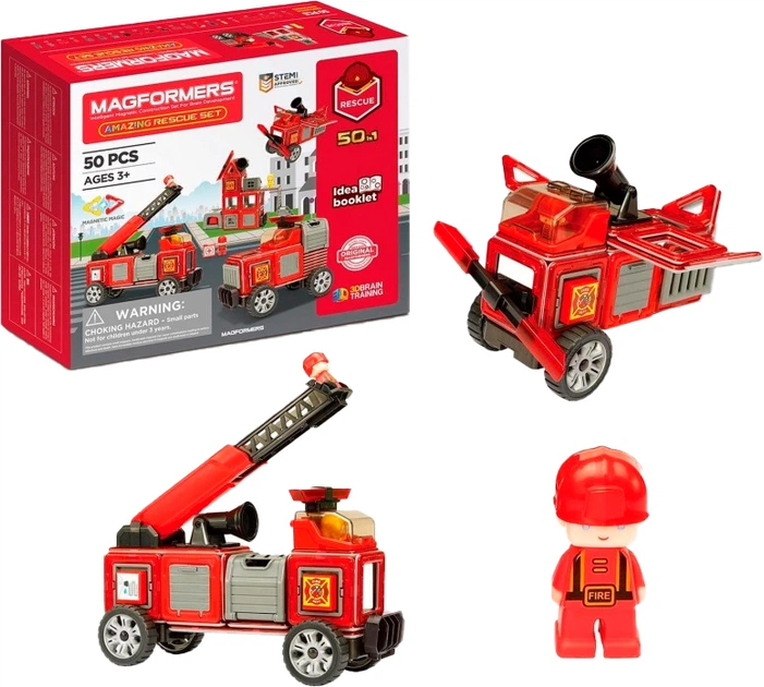 Klocki magnetyczne Magformers Zestaw Ratunkowy 50 elementów (717003) (730658170038) - obraz 2