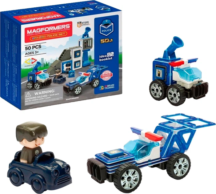 Klocki magnetyczne Magformers Zestaw Policyjny 50 elementów (717002) (730658170021) - obraz 2