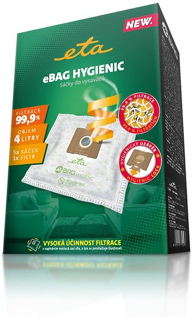 Zestaw worków do odkurzaczy ETA eBag Hygienic 4L 5 szt + filtr uniwersalny (ETA960068010) - obraz 3
