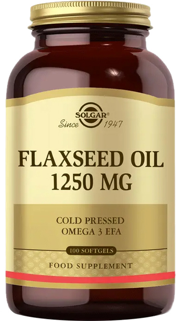 Suplement diety Solgar Cold Pressed Flaxseed Oil 1250 mg 100 Softgels (33984010703) - obraz 1