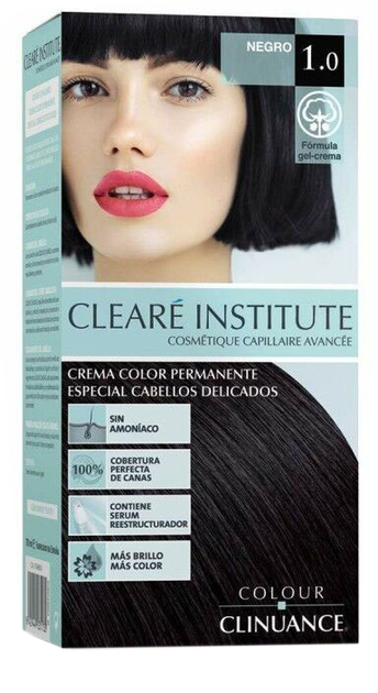 Farba kremowa z utleniaczem Cleare Institute Colour Clinuance 1.0 Black 170 ml (8429449031123) - obraz 1