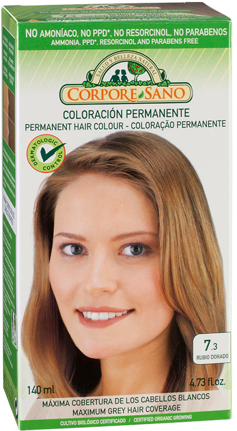 Крем-фарба з окислювачем Corpore Sano Permanent Hair Color 7.3 Golden Blonde 140 мл (8414002085880) - зображення 1