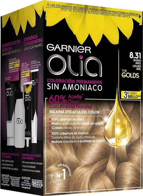 Farba kremowa bez utleniacza Garnier Olia Permanent Coloring 8.31 Blond Honey 60 ml (3600541235175) - obraz 1