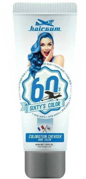 Farba kremowa bez utleniacza do włosów Hairgum Sixty's Color Hair Color Flash Blue 60 ml (3426354087806) - obraz 1