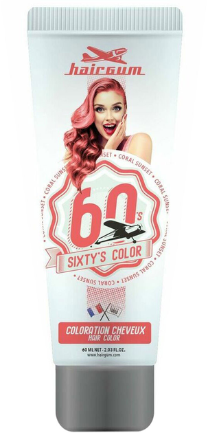 Farba kremowa bez utleniacza do włosów Hairgum Sixty's Color Hair Color Coroal Sunset 60 ml (3426354087783) - obraz 1
