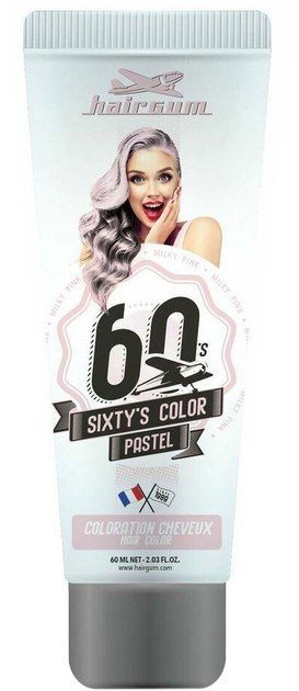 Farba kremowa bez utleniacza do włosów Hairgum Sixty's Color Hair Color Milky Pink 60 ml (3426354087929) - obraz 1