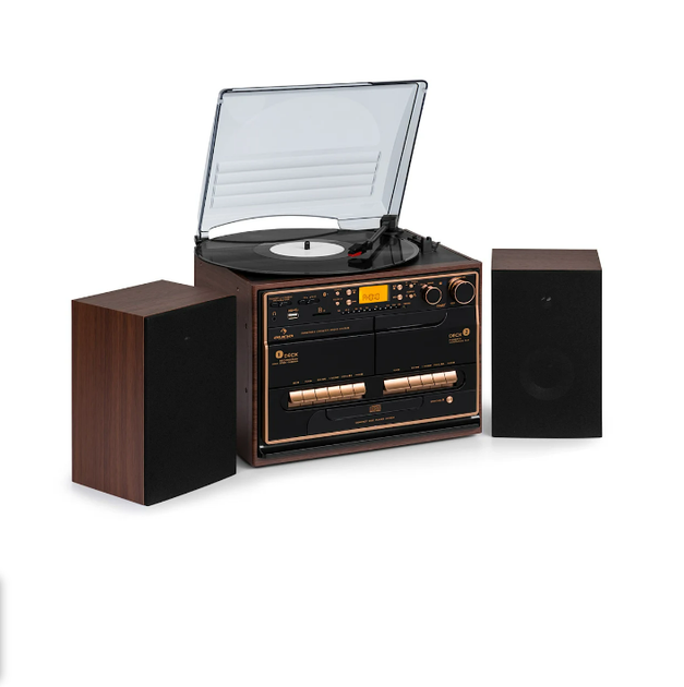 Стерео система Auna 388-BT Wood Stereo Hifi System Turntable без пульта - Фото 1 Стерео система Auna 388-BT Wood Stereo Hifi System Turntable без пульта - зображення 1