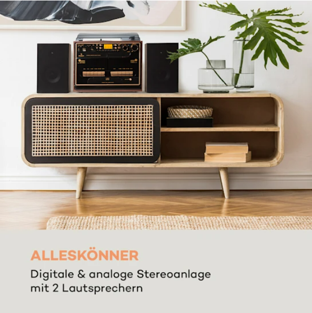 Стерео система Auna 388-BT Wood Stereo Hifi System Turntable без пульта - Фото 7 Стерео система Auna 388-BT Wood Stereo Hifi System Turntable без пульта - зображення 7