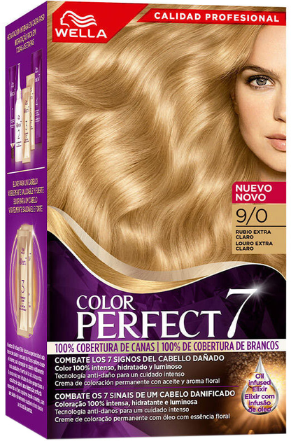 Farba kremowa z utleniaczem Wella Color Perfect 7 100 Cobertura De Canas 9-0-Rubio Extra Claro 60 ml (4064666324173) - obraz 1