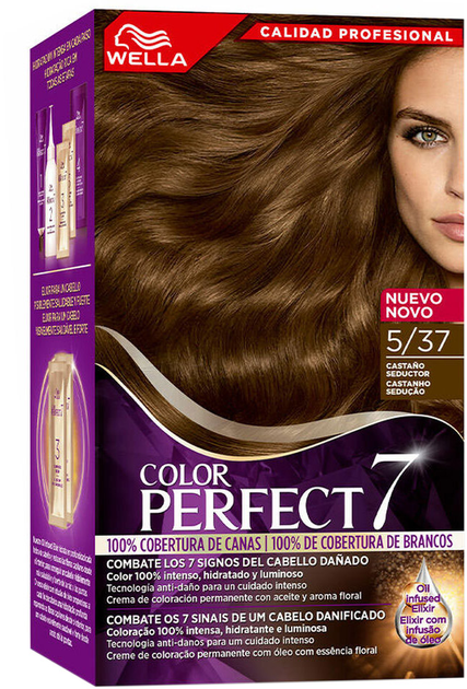 Крем-фарба з окислювачем Wella Color Perfect 7 100 Cobertura De Canas 5-37-Casta Seductor 60 мл (4064666324166) - зображення 1