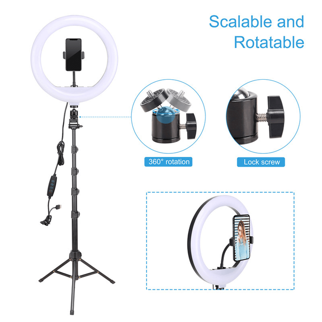 Тримач з кільцевим освітленням Bluetooth 12 " YQ-320B light set (Kit1) |170cm Stand, USB Powered, 3000-6500K| - зображення 8
