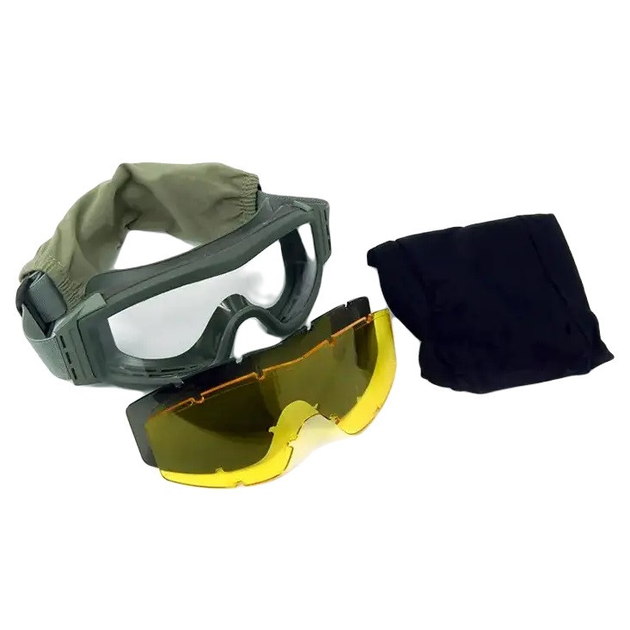 Тактические очки E-Tac WT-12 с 3 парами сменных линз + чехол Green (3_03340) - изображение 1