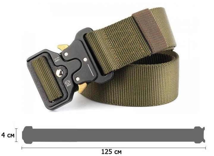Ремінь тактичний Assault Belt з металевою пряжкою 125 см Зелений (3_8116) - зображення 2