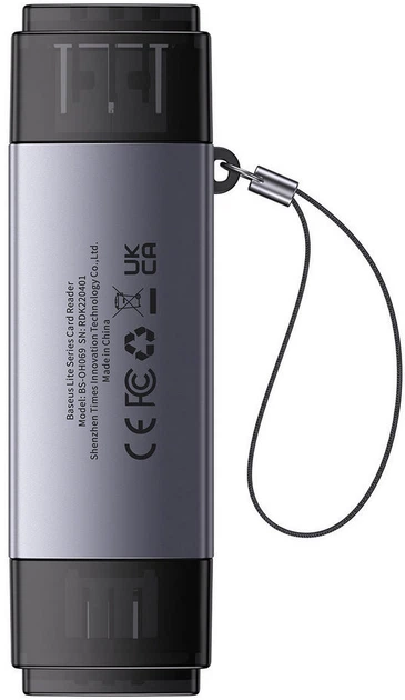 Czytnik kart Baseus Lite Series USB Type-A & Type-C - SD/TF Grey (WKQX060113) - obraz 3