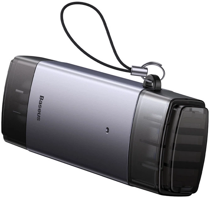 Czytnik kart Baseus Lite Series USB Type-A & Type-C - SD/TF Grey (WKQX060113) - obraz 4