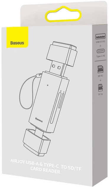 Czytnik kart Baseus Lite Series USB Type-A & Type-C - SD/TF Grey (WKQX060113) - obraz 10