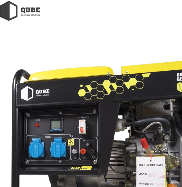 Генератор дизельный QUBE QED4000XE 1-phase 2.6/3.0 кВт 12 л электрический старт - изображение 13