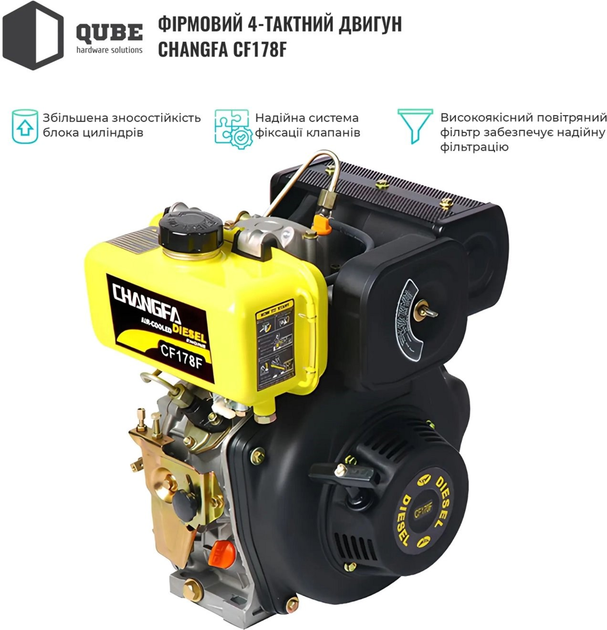 Генератор дизельный QUBE QED4000XE 1-phase 2.6/3.0 кВт 12 л электрический старт - изображение 19