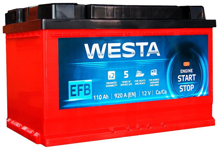 Автомобильный аккумулятор WESTA 6CT-110 А (0) RED EFB – фото, отзывы ...
