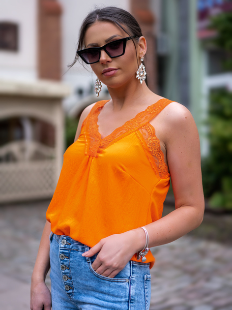 Bluzka damska na ramiączkach Merribel Kefaloni One size Pomarańczowa (5907621625658) - obraz 1
