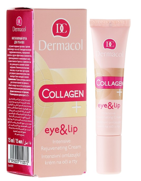 Krem do twarzy Dermacol Collagen+ Eye & Lip Intensive Rejuvenating Cream 15 ml (8595003110372) - obraz 1