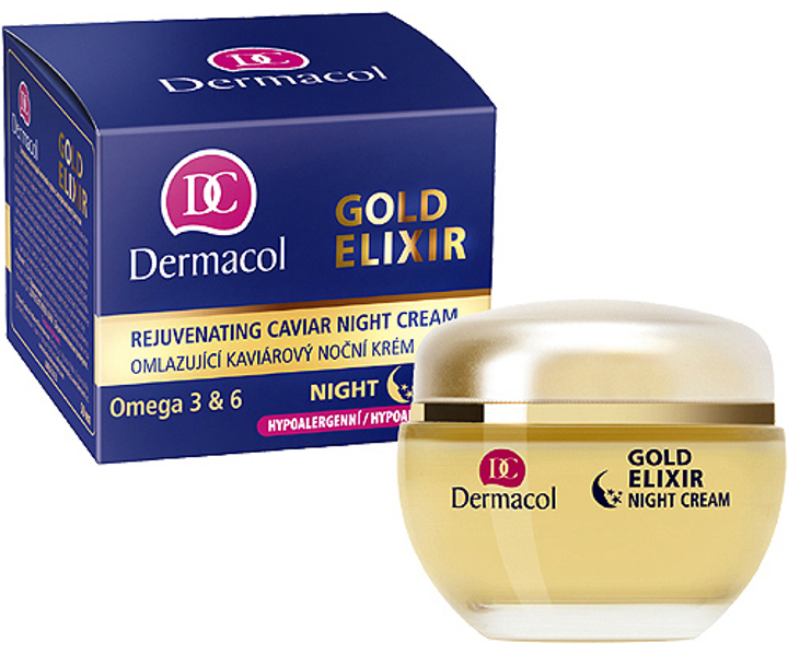 Крем для обличчя Dermacol Gold Elixir Rejuvenating Caviar Night Cream 50 мл (8595003929127) - зображення 1