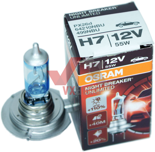 Галогенная лампа H7 12V 55W PX26D +110% Night Breaker Unlimited Osram ...