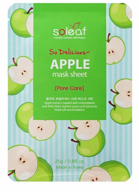 Maseczka do twarzy na tkaninie Soleaf So Delicious Apple Mask Sheet Pore Case 25 g (8809389032860) - obraz 1
