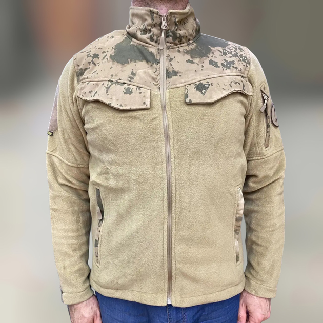 Армійська Кофта флісова WOLFTRAP, тепла, розмір XL, колір Койот, Камуфляжні вставки на рукави, плечі, кишені - зображення 1