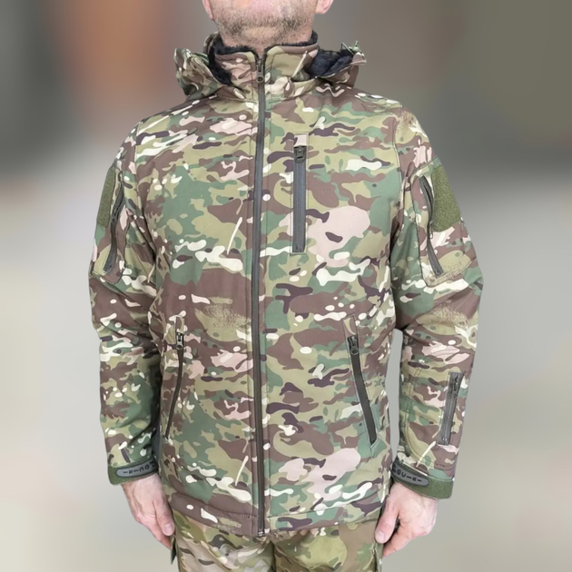 Куртка тактическая зимняя Softshell, Special, Мультикам, размер L, на подкладке из искусственного меха - изображение 1