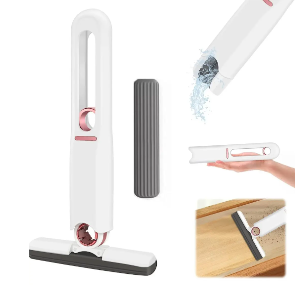 Портативная мини швабра Mini Mop с автоотжимом для мытья окон и уборки пыли Белый (KG-10280) - изображение 5