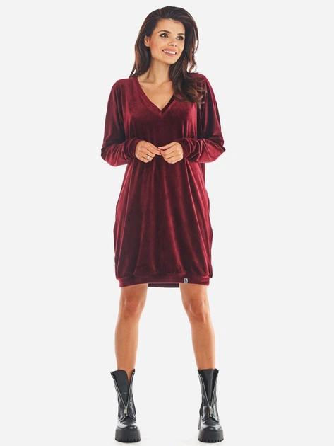 Sukienka tunika damska Awama A378 212906 One Size Bordowa (5902360551459) - obraz 6