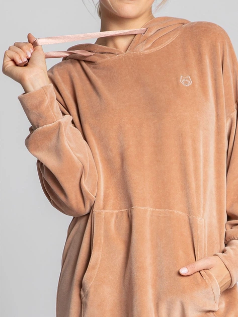 Sukienka dresowa z kapturem damska LaLupa LA010 381162 S-M Beżowa (5903887606301) - obraz 3